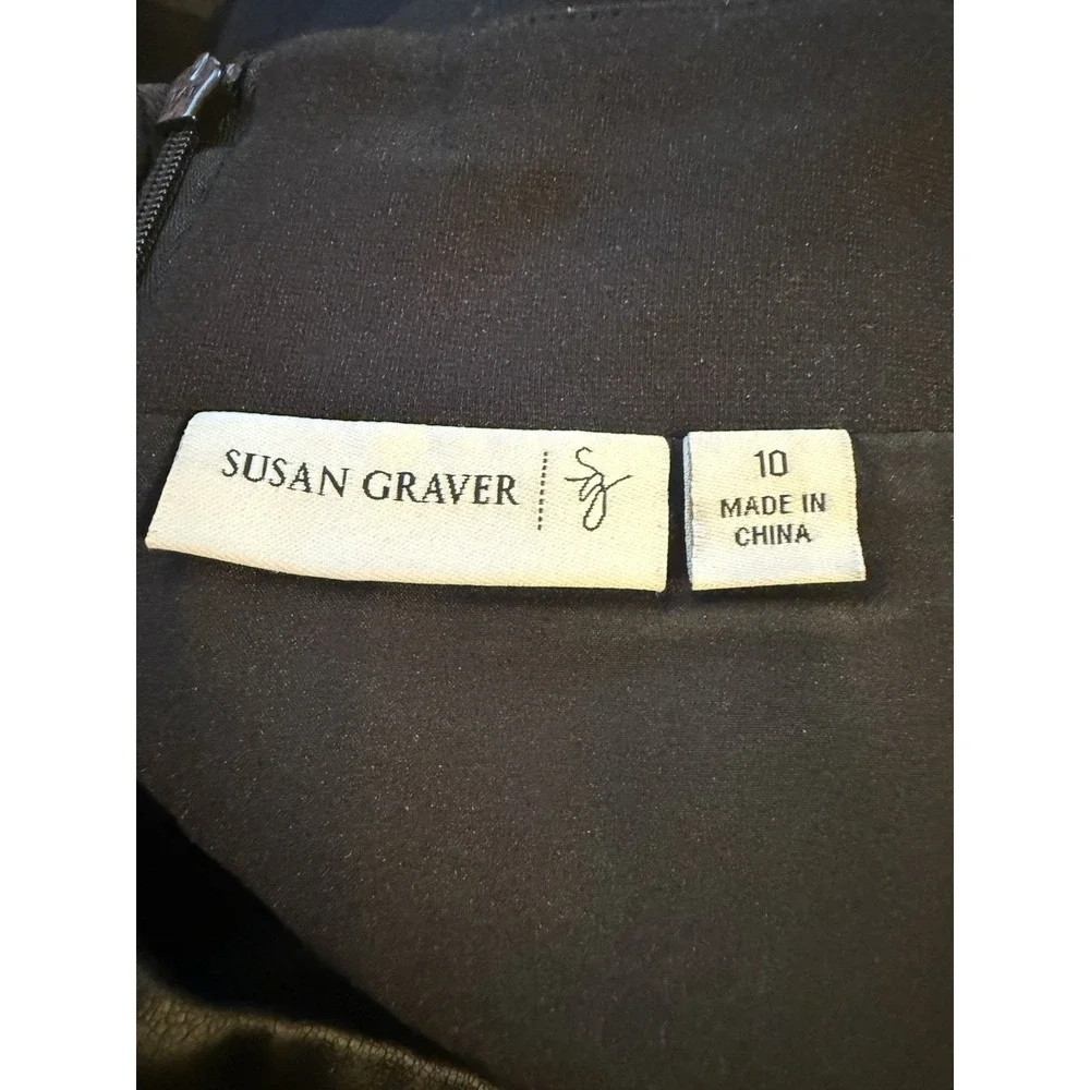 Susan Graver‎ Faux Leather Skirt with Ponte Back- Black Size 10